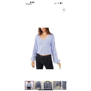 Free People When It Rains Women Size S V Neck Cable Knit Sweater Boho